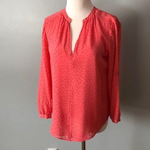 J.Crew eyelash clip dot lined sheer sleeve blouse